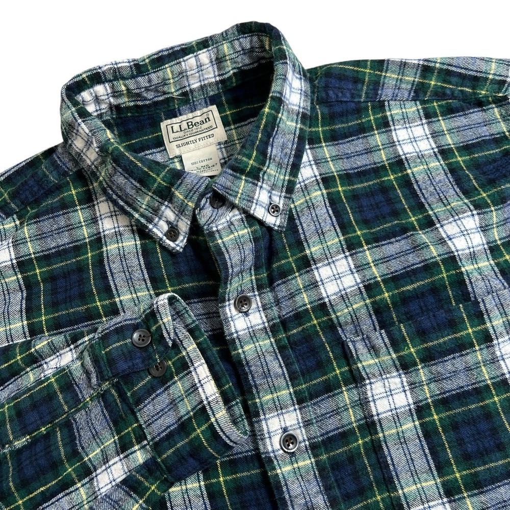 L.L. Bean Mens L Multicolor‎ Scotch Plaid Long Sleeve Button Down Flannel Shirt